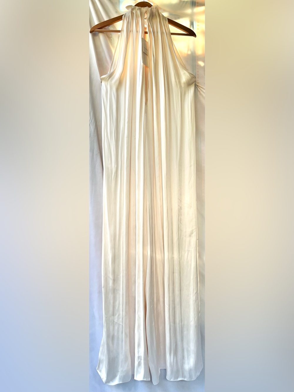 Zara Bestseller Satin Ribbon Jumpsuit Wide Leg Halter Wrinkl Fabrc Detail White - Picture 12 of 16